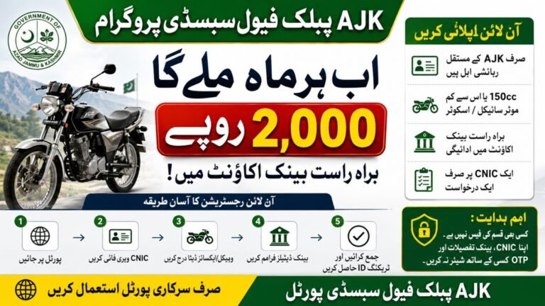 AJK Public Fuel Subsidy Portal: Apply Online for Rs 2000 Relief